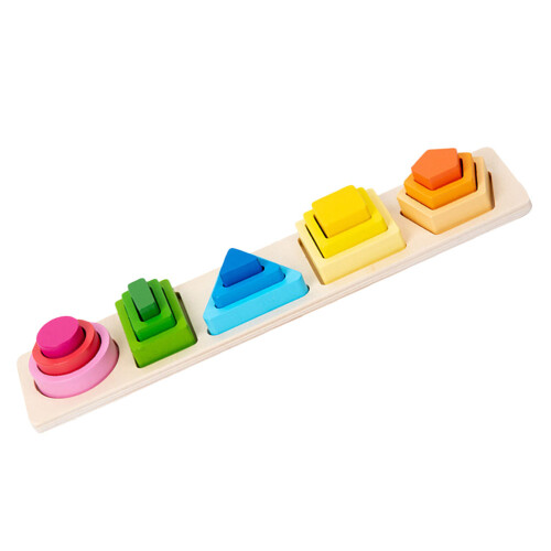 5 Sets Wooden Sorting Stacking Toys Geometric Matching Tower Board 2
