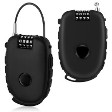 Pack of 2 Compact Cable Locks, 4Digit Code, for Luggage, Ski, Bicycle Black, 75 cm