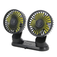 USB Powered Dual Head Car Fan with Builtin 3 Speed Adjustable Fan for Cooling MultiAngle Rotating Instrument Panel Fan