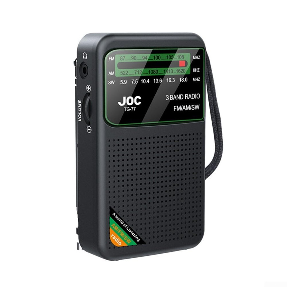 Compact Portable Radio With Am/Fm/Sw Bands, 3W Speaker, 1000Mah Rechargeable Battery, Typec Charging, Black 9382693868183