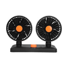 Electric Car Fan, Dual Head Car Fan, 360 Rotating Car Cooling Air Fan, Round Low Noise, Car Accessories for Car Vehicles or Home