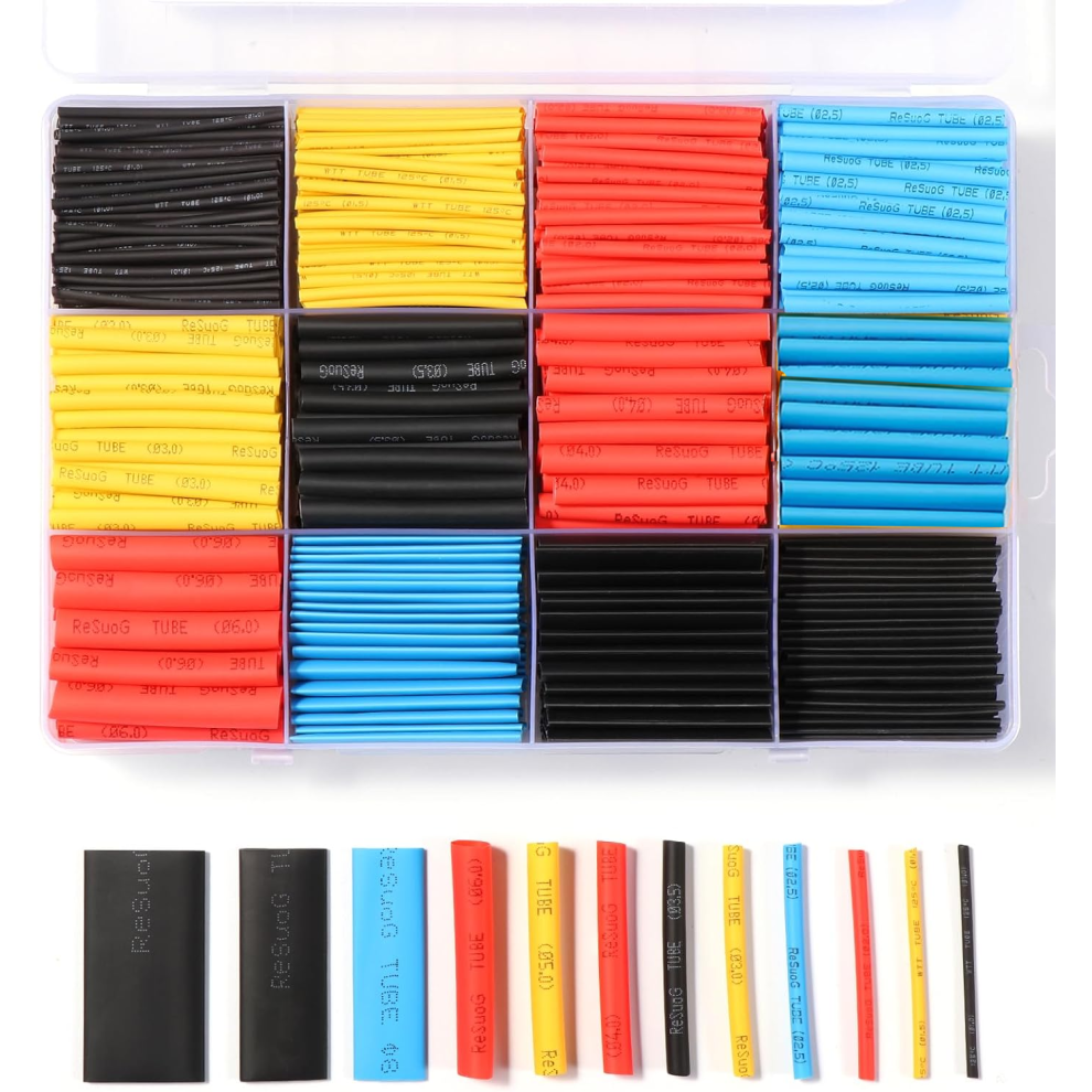Polyolefin Material Heat Shrink Tubing Kit, Flame Retardant Assorted Sleeving Tube For Cable Wire Repair, Easy To Use 2:1 Shrink Ratio, Wide 9405630364804