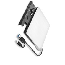 USB 3.0 Externes DVD-CD-ROM-RW-Laufwerkgehäuse, 5 Gbit/S High-Speed 12,7 mm Optisches Laufwerkgehäuse für Laptop-Desktop, Weiß
