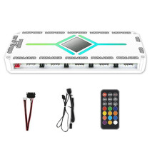 12-Port ARGB + 10-Port PWM Magnetischer Saugnapf mit Fernbedienung PWM & ARGB Hub Splitter für PC Fan Hub Splitter Weiß