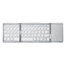 B089T Draagbaar Opvouwbaar Toetsenbord met Trackpad Oplaadbaar  Draadloos -Toetsenbord voor IOS en Windows, Zilver