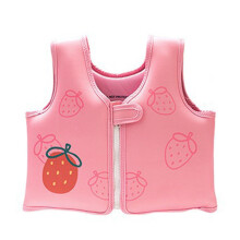Kids Swim Vest Child Swim Jacket Strawberry Pattern Floatie Swim Trainer Adjustable Size