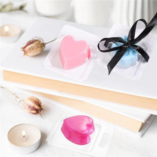 200Pack Wax Melt Container 1.3 Oz,Wax Melt Single Square Flip Top Clear Empty Plastic Square Tray A 1