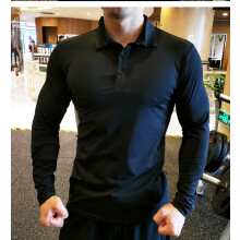 (P35-1 black, XXL) Running Shirt Men Bodybuilding Sport T-shirt Long Sleeve Compression Top Gym Fitness Tight Compresson Polo Jetseys