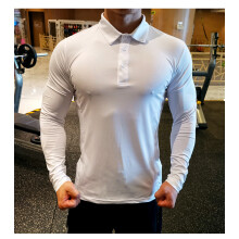 (P35-2 white, XXXL) Running Shirt Men Bodybuilding Sport T-shirt Long Sleeve Compression Top Gym Fitness Tight Compresson Polo Jetseys