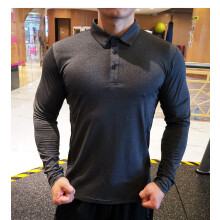 (P35-3 gray, XL) Running Shirt Men Bodybuilding Sport T-shirt Long Sleeve Compression Top Gym Fitness Tight Compresson Polo Jetseys
