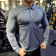 (P35-7 Light grey, XXXL) Running Shirt Men Bodybuilding Sport T-shirt Long Sleeve Compression Top Gym Fitness Tight Compresson Polo Jetseys