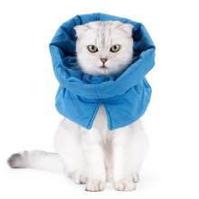 Windproof Cats Recovery Collar Adjustable Cone Style AntiLick For Cats And Dogs Lake Blue Size S