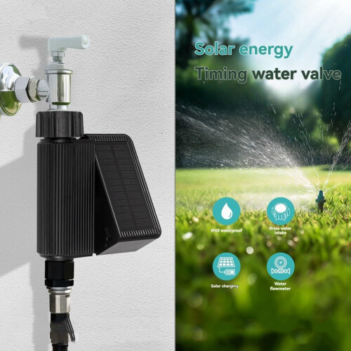 Smart Irrigation Controller with Soil Moisture Sensor, WiFi Automatic Watering Timer, IP65 Waterproof, Solar Powered, UK Plug 2