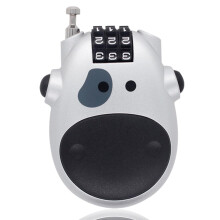 1 x Cable Lock Cow Design Cable Lock with 3 Number Discs 80 cm Steel Cable for Bicycles, Motorcycles, Luggage etc. (Silver)