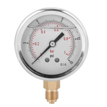 Water Oil Air Pressure Meter, Stainless Steel Oil Filled Industrial Manometer With Radial Design And 1/4 BSP Thread, Precision Engineering Enhanced