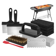 Griddle Cleaning Kit Griddle Rust Remover Kit HeatResistant Scrubber Ergonomic for Shovel Cooking Utensils Picnic Cookware Food Truck Camping
