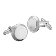Metal Cufflinks Elegant French Shirt-Silver round brushed