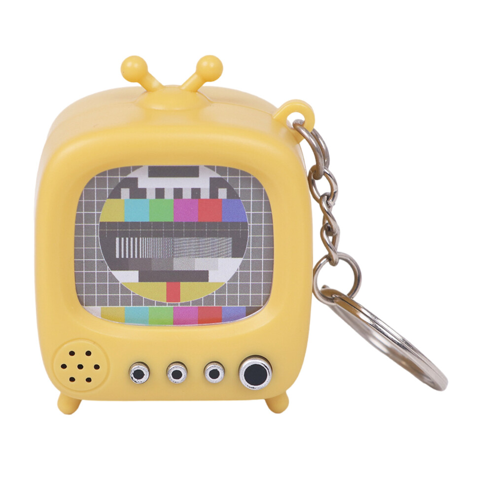 Mini Tv Shaped Keychain Retro Design Glowing Sound- Yellow 7704000857987