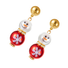 Snowman Christmas Earrings with Imitation Pearls Stylish-1