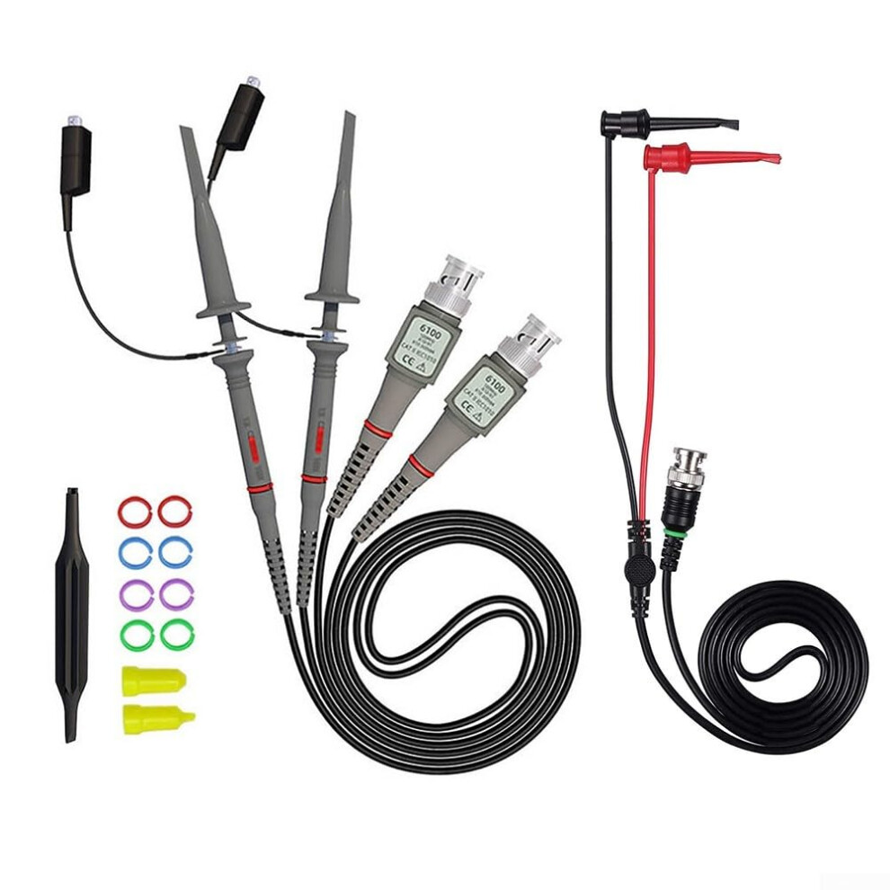 General Oscilloscope Clip Probes Kit 100Mhz Bandwidth Bnc To Double Test Hook Cables Dual Hook Leads For Oscilloscopes 9189345345142