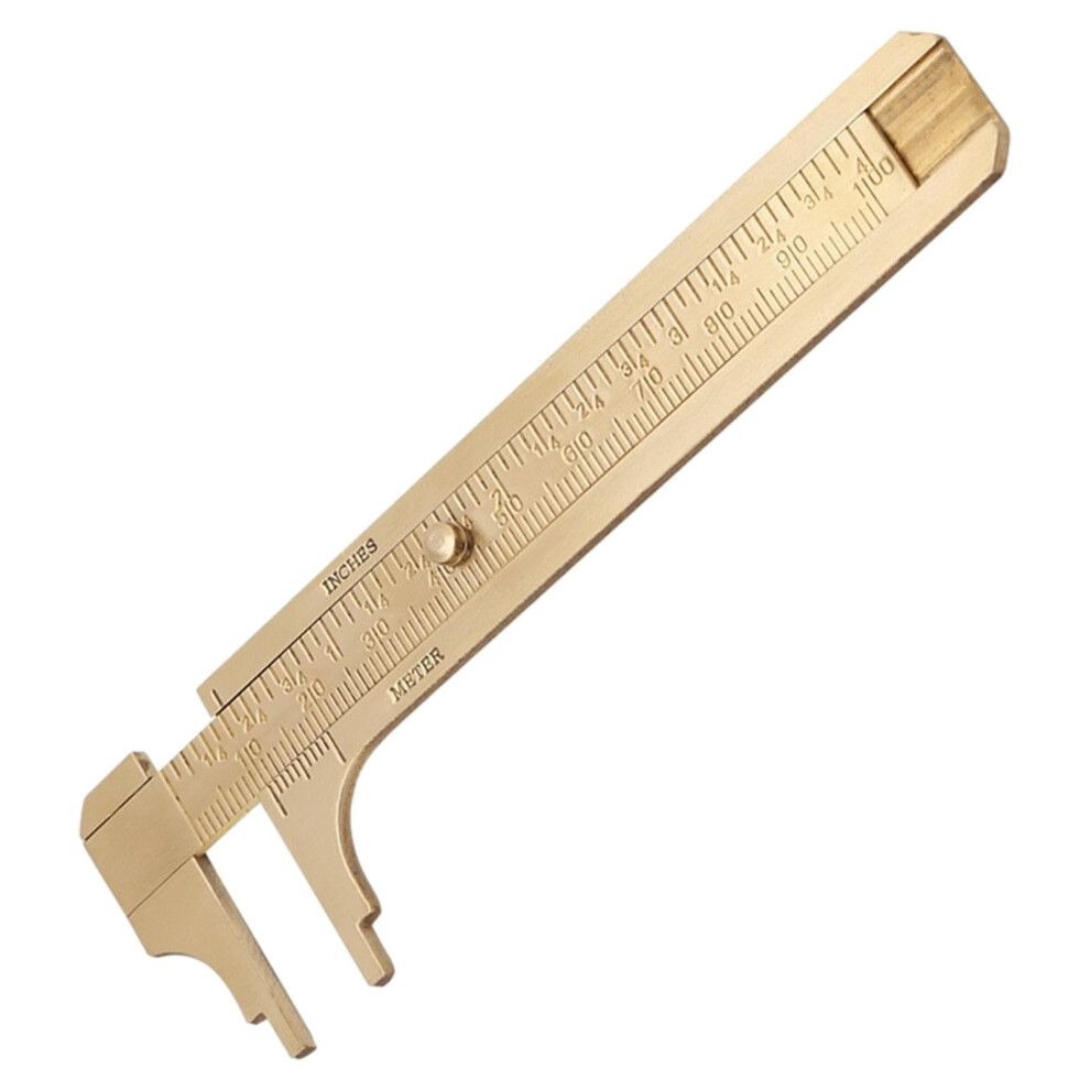 Brass Vernier Caliper, Brass Pocket Ruler, Double Scale Measuring Tool, Vernier Caliper Ruler, Accurate Gauge For Measuring Jewelry Bead Wire 9347817002812