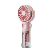 USB Rechargeable Portable Fan With Water Mist Spray, 4Speed Mini Handheld Cooling Fan, USBC Charging, Low Noise, Pink