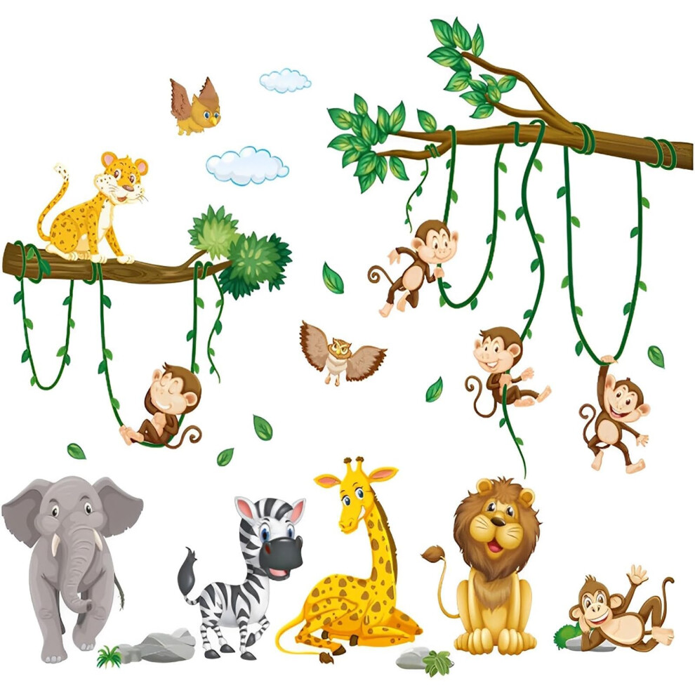 Safari Animal Jungle Wall Stickers  Peelable Wall Decals for Kids' Rooms  Nurseries