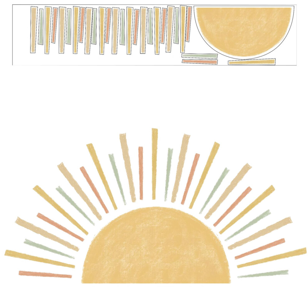 Half Sun Boho Wall Decal  Wall Sticker Art Decal  Tattoo for Kids' Bedroom, Playroom, Nursery, Classroom, Living Room