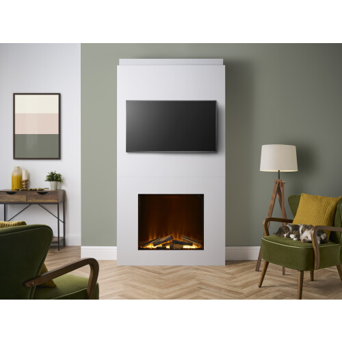 Acantha Pre-Built Media Wall & 70 SQ Insert Fire
