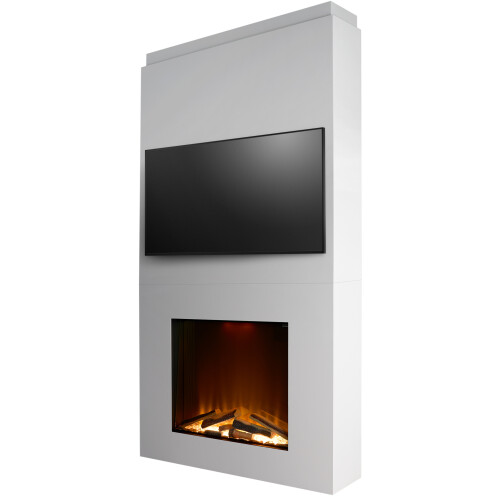 Acantha Pre-Built Media Wall & 70 SQ Insert Fire 1