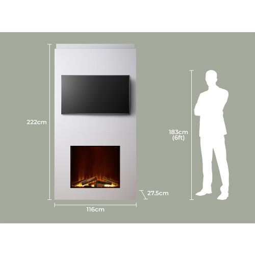 Acantha Pre-Built Media Wall & 70 SQ Insert Fire 2