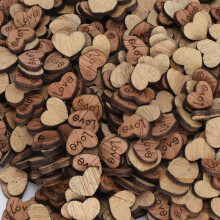 300Pcs Holz Herz Konfetti Natürliche Handwerk DIY