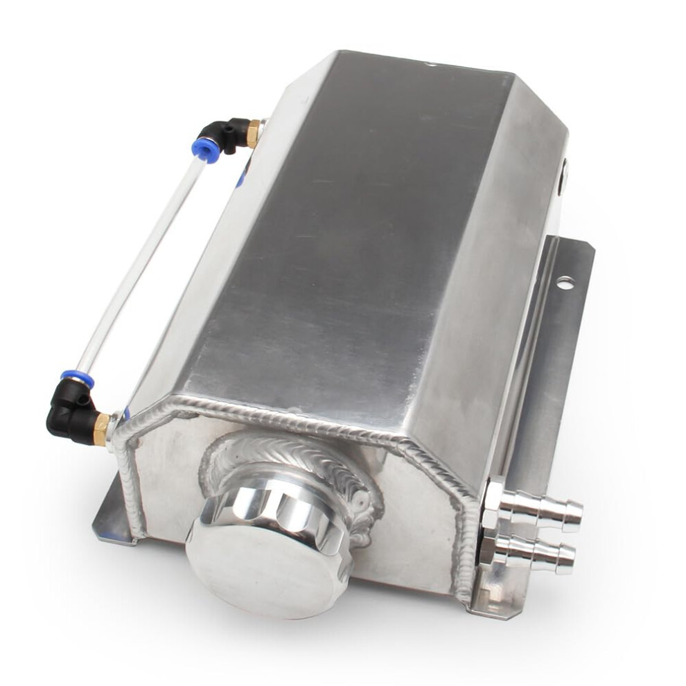 2L Aluminum Car Coolant Overflow Expansion Tank Oil Catch Tank Universal Oil Vent Tank With Drain Plug 2L Silver 9347817005653