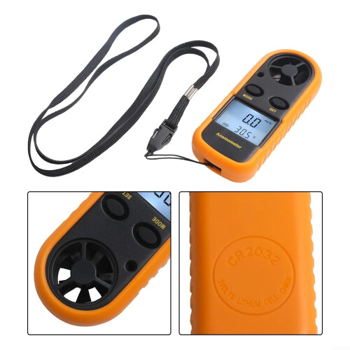 Handheld Anemometer, Digital LCD Wind Speed Meter, Air Flow Temperature Gauge, With Backlight 2