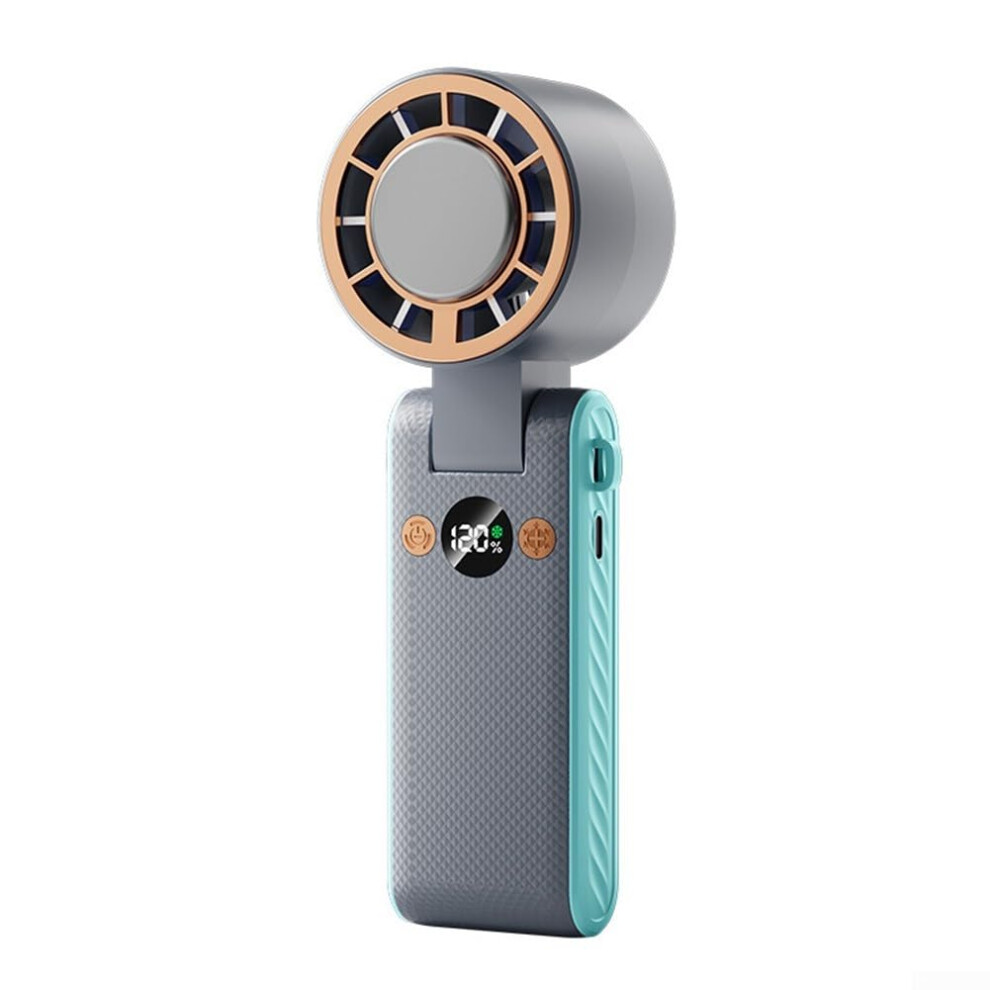 Portable Neck Fan With Semiconductor Cooling, 120 Speeds, Foldable Wearable Design, Led Display, Gray 9347817193985