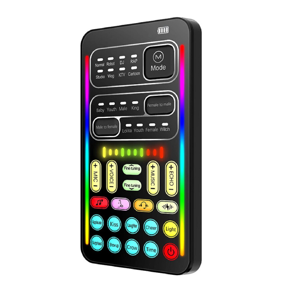 Voice Changer Handheld, Portable Mini Realtime Voice Changer With 8 Modes, 8 Sound Effects, For Mobile And Pc, Black 9382693688910