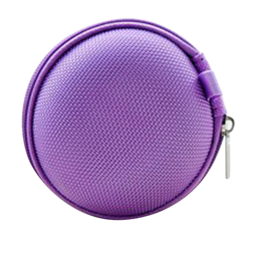 Stylish And Practical, Compact Round Mini Earphone Hard Case For Versatile Use, Prevent Damage And Tangling, Durable Eva Material (Secure Purple 9358999702490