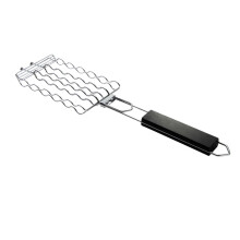 Antiaanbak grillmand voor barbecuegebruik, draagbaar buitengrillrooster met gelijkmatige warmteverdeling, opvouwbaar roestvrijstalen worstrek met