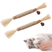 Zahnreinigungs-Kauknochen für Katzen, natürliches Hanf- und Matata-Katzenspielzeug mit Chrysanthemenfrucht, Katzenminze-Spielzeug zur Zahnpflege,