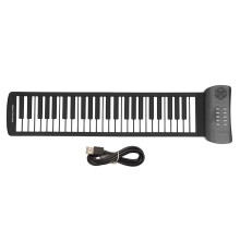 Electric Roll Up Piano, Foldable Keyboard With Sustain Pedal Extension, Dual Bluetooth Function Volume Control Transpose Chord Recording Aqua Vinyl