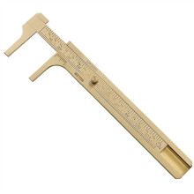 0120mm Brass Vernier Caliper Pure Copper Double Single Scale Measuring Ruler Retro Portable (Size: Double 0120mm)