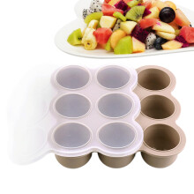 Freeze Mold For Baby Porridge 9Cavity Silicone Freezer Mold With Lid Lock For Puree And Snacks Coffee Color
