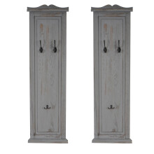 2er-Set Garderobe H33, Wandgarderobe Garderobenpaneel, Wandhaken Holz 109x28x4cm