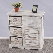 Kommode Schrank mit 3 Körben 63x60x30cm, Shabby-Look, Vintage