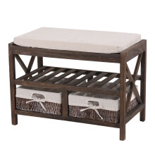 Schuhregal MCW-C48, Sitzbank Schuhablage, Shabby-Look Vintage 45x65x34cm