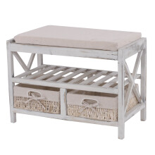 Schuhregal MCW-C48, Sitzbank Schuhablage, Shabby-Look Vintage 45x65x34cm