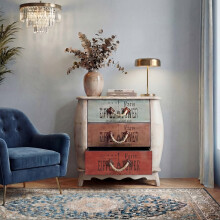 Kommode Cadiz Schubladenkommode Schrank Shabby-Look, Vintage, 74x70x36cm