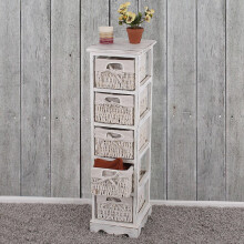 Regal Kommode mit 5 Korbschubladen 90x25x28cm, Shabby-Look, Vintage