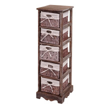 Regal Kommode mit 5 Korbschubladen 90x25x28cm, Shabby-Look, Vintage