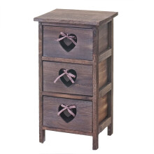 Kommode Sues, Schubladenkommode Schrank, 3 Schubladen mit Herzen 55x29x25cm, Shabby-Look, Vintage